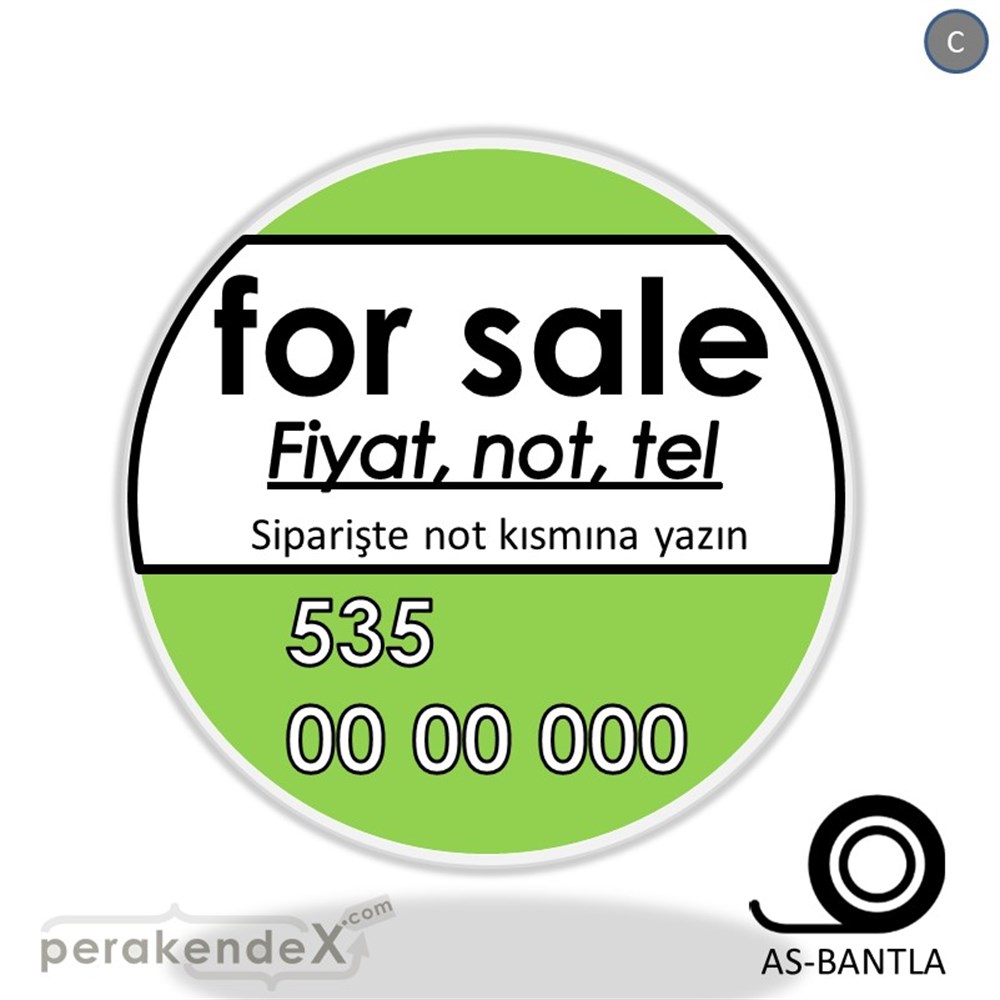 İngilizce Satılık Yazısı 005 SERT PLASTİK POSTER,  AFİŞ -oval,tek yön baskısert plastik poster,  afiş