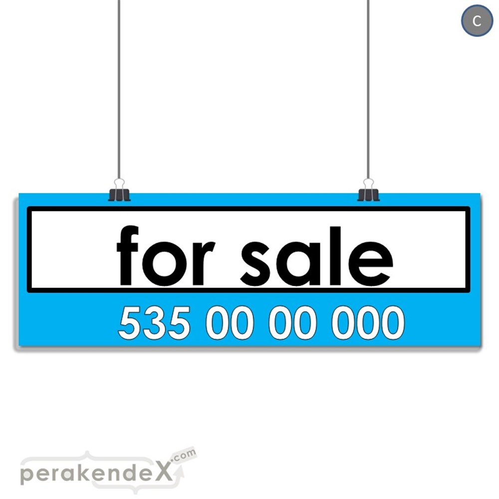 İngilizce Satılık Yazısı 005 SERT PLASTİK POSTER,  AFİŞ (BANNER) -dikdörtgen,tek yön baskısert plastik poster,  afiş