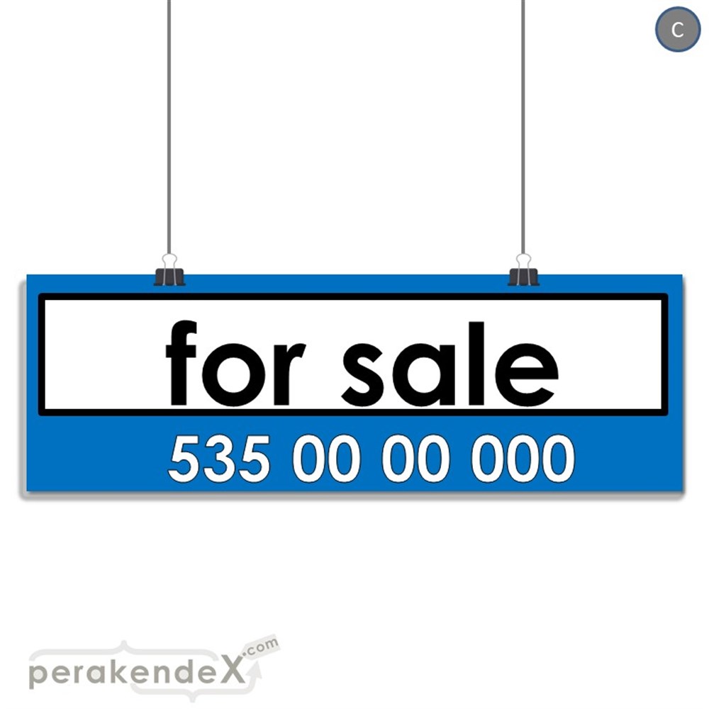 İngilizce Satılık Yazısı 005 SERT PLASTİK POSTER,  AFİŞ (BANNER) -dikdörtgen,tek yön baskısert plastik poster,  afiş
