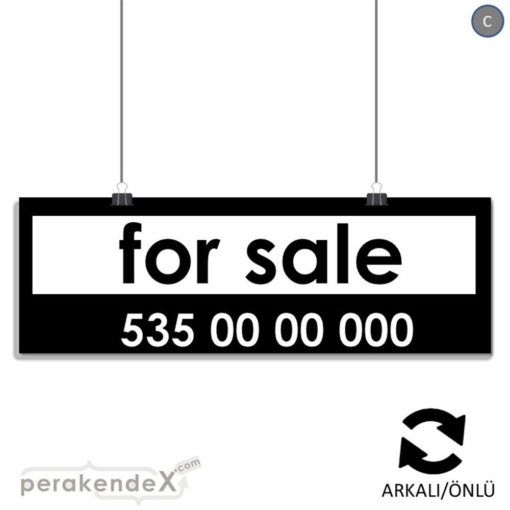 İngilizce Satılık Yazısı 005 SERT PLASTİK POSTER,  AFİŞ (BANNER) -dikdörtgen,çift yön baskısert plastik poster,  afiş