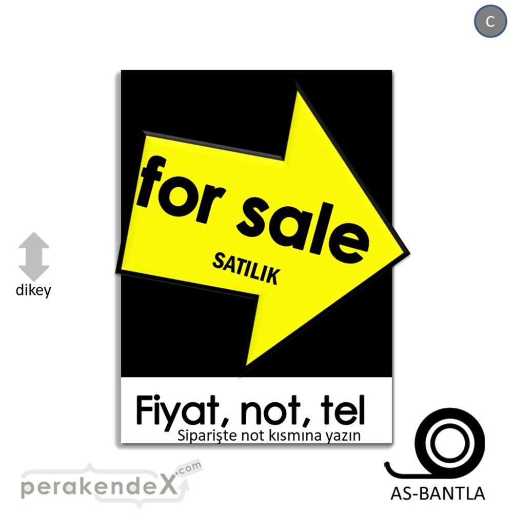 İngilizce Satılık Yazısı 007 KAĞIT POSTER,  AFİŞ -dikdörtgen,tek yön baskıkağıt poster,  afiş