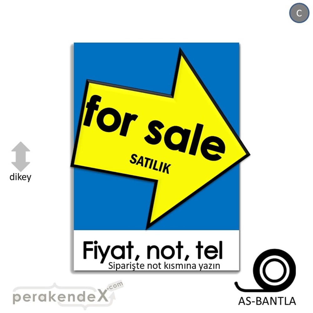 İngilizce Satılık Yazısı 007 KAĞIT POSTER,  AFİŞ -dikdörtgen,tek yön baskıkağıt poster,  afiş