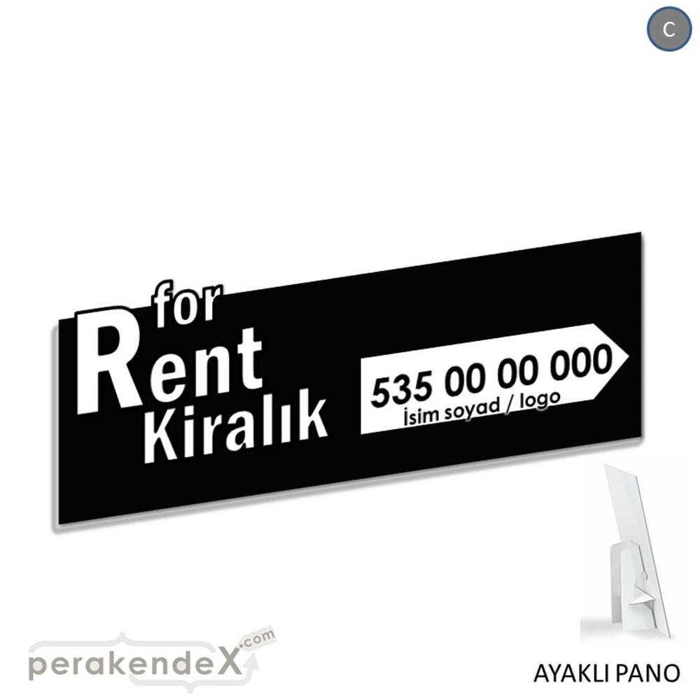 İngilizce Tr Kiralık Yazısı 008 KARTON AYAKLI POSTER,  PANO (BANNER) -dikdörtgen,tek yön baskıkarton ayaklı poster,  pano
