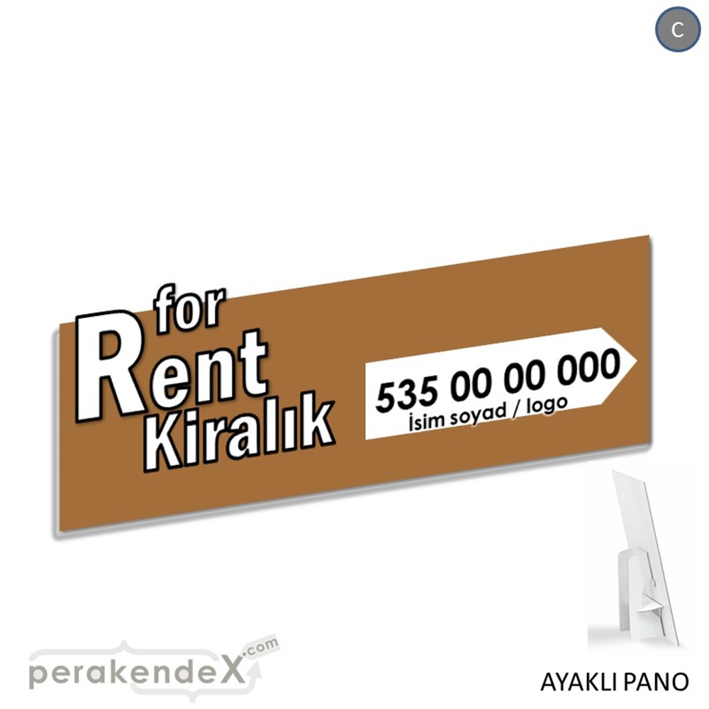 İngilizce Tr Kiralık Yazısı 008 KARTON AYAKLI POSTER,  PANO (BANNER) -dikdörtgen,tek yön baskıkarton ayaklı poster,  pano
