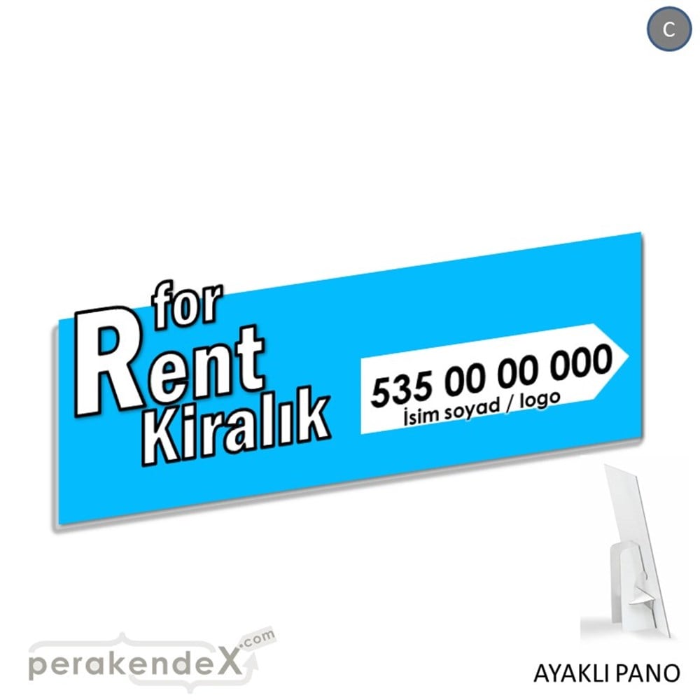 İngilizce Tr Kiralık Yazısı 008 KARTON AYAKLI POSTER,  PANO (BANNER) -dikdörtgen,tek yön baskıkarton ayaklı poster,  pano