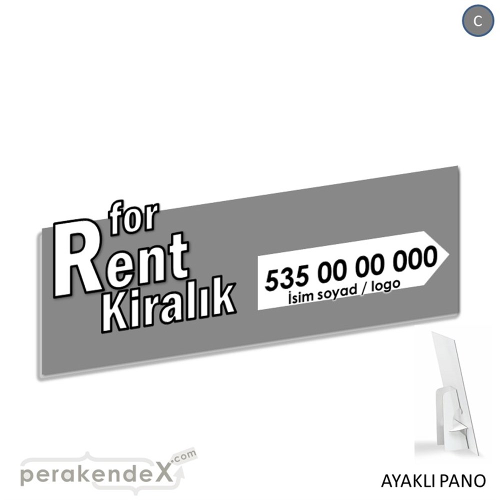 İngilizce Tr Kiralık Yazısı 008 KARTON AYAKLI POSTER,  PANO (BANNER) -dikdörtgen,tek yön baskıkarton ayaklı poster,  pano