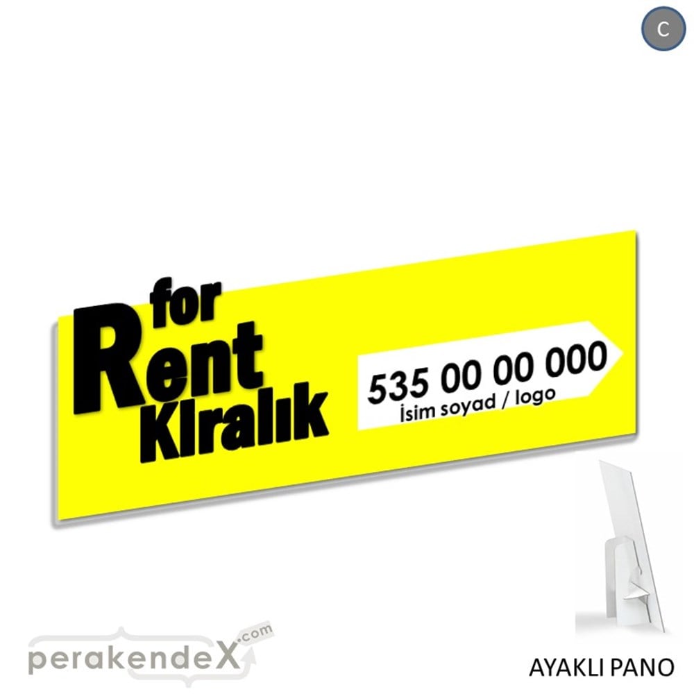 İngilizce Tr Kiralık Yazısı 008 KARTON AYAKLI POSTER,  PANO (BANNER) -dikdörtgen,tek yön baskıkarton ayaklı poster,  pano
