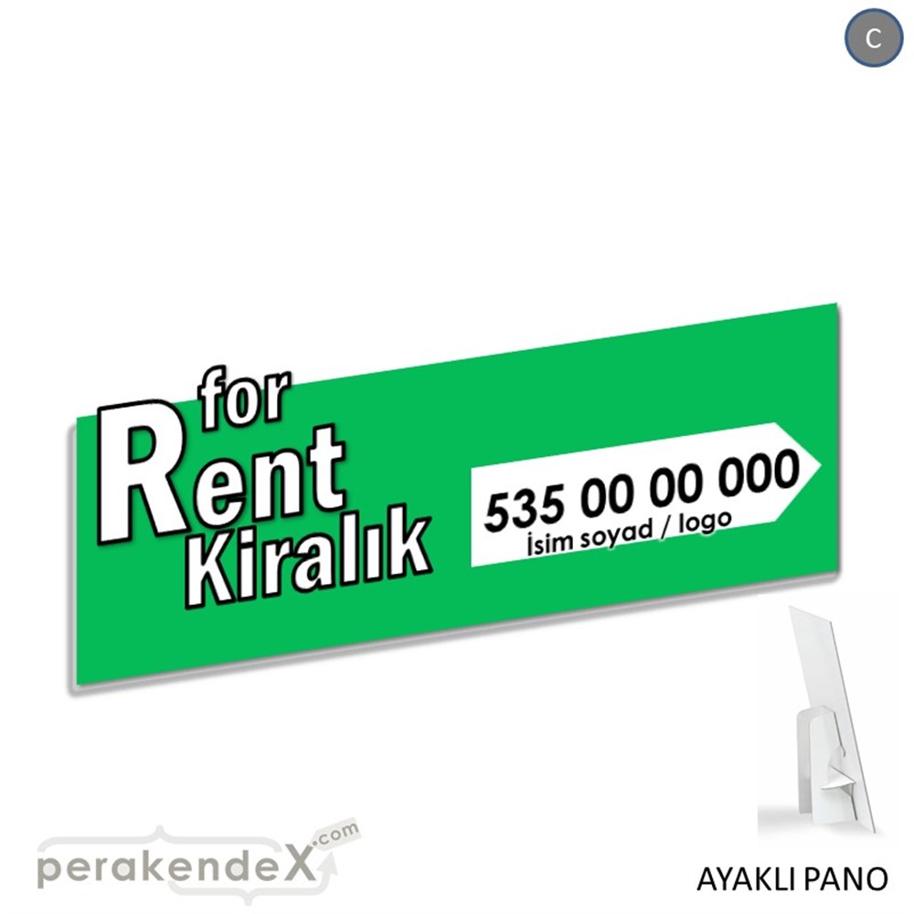 İngilizce Tr Kiralık Yazısı 008 KARTON AYAKLI POSTER,  PANO (BANNER) -dikdörtgen,tek yön baskıkarton ayaklı poster,  pano
