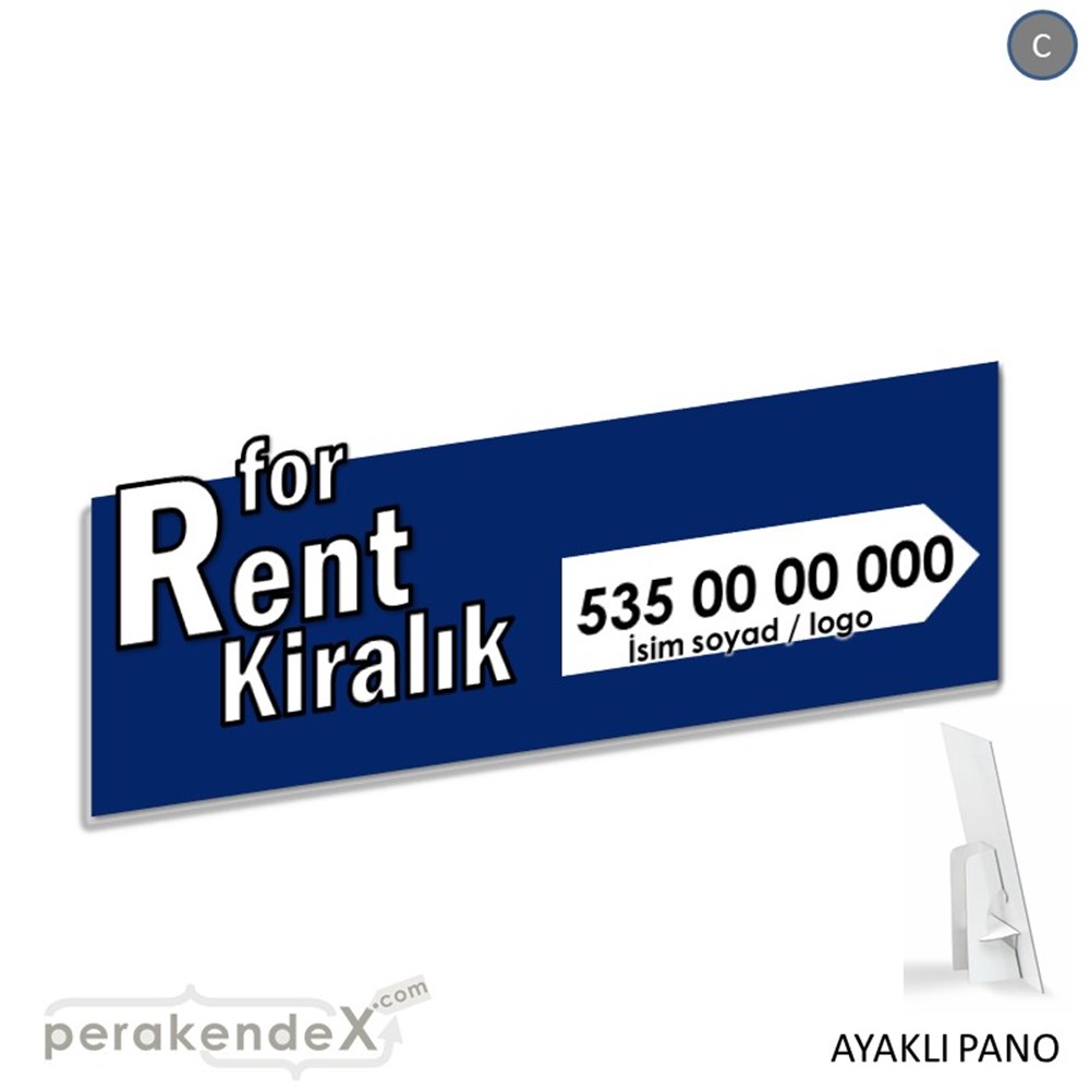 İngilizce Tr Kiralık Yazısı 008 KARTON AYAKLI POSTER,  PANO (BANNER) -dikdörtgen,tek yön baskıkarton ayaklı poster,  pano