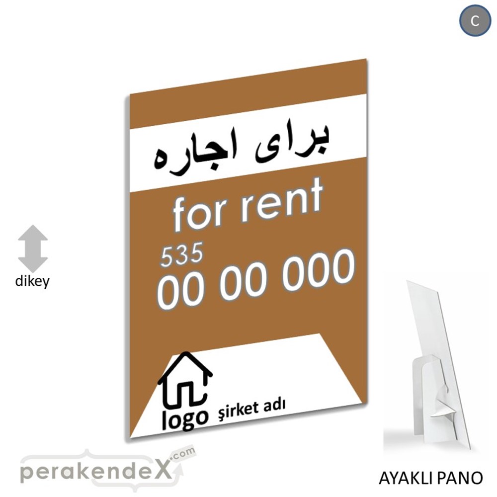 İranca Farça Kiralık Yazısı 003 KARTON AYAKLI POSTER,  PANO -dikdörtgen,tek yön baskıkarton ayaklı poster,  pano