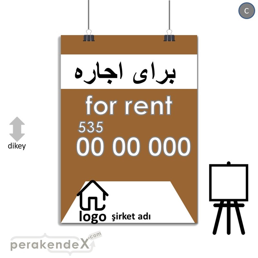 İranca Farça Kiralık Yazısı 003 SERT PLASTİK POSTER,  AFİŞ -dikdörtgen,tek yön baskısert plastik poster,  afiş