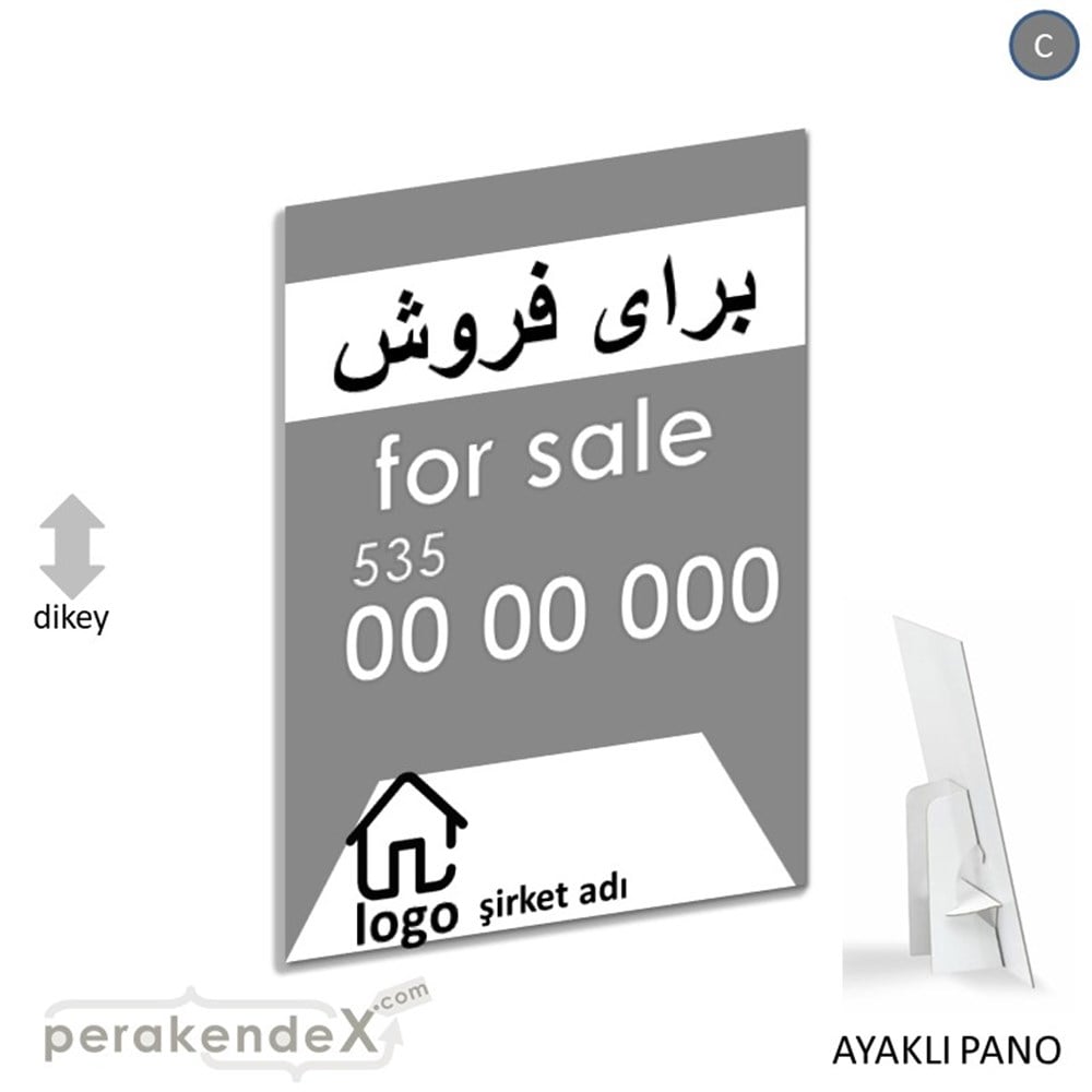 İranca Farça Satılık Yazısı 003 KARTON AYAKLI POSTER,  PANO -dikdörtgen,tek yön baskıkarton ayaklı poster,  pano