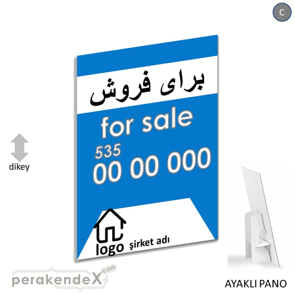 İranca Farça Satılık Yazısı 003 KARTON AYAKLI POSTER,  PANO -dikdörtgen,tek yön baskıkarton ayaklı poster,  pano
