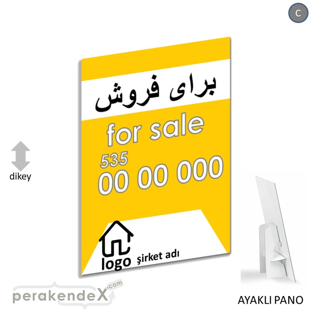 İranca Farça Satılık Yazısı 003 KARTON AYAKLI POSTER,  PANO -dikdörtgen,tek yön baskıkarton ayaklı poster,  pano