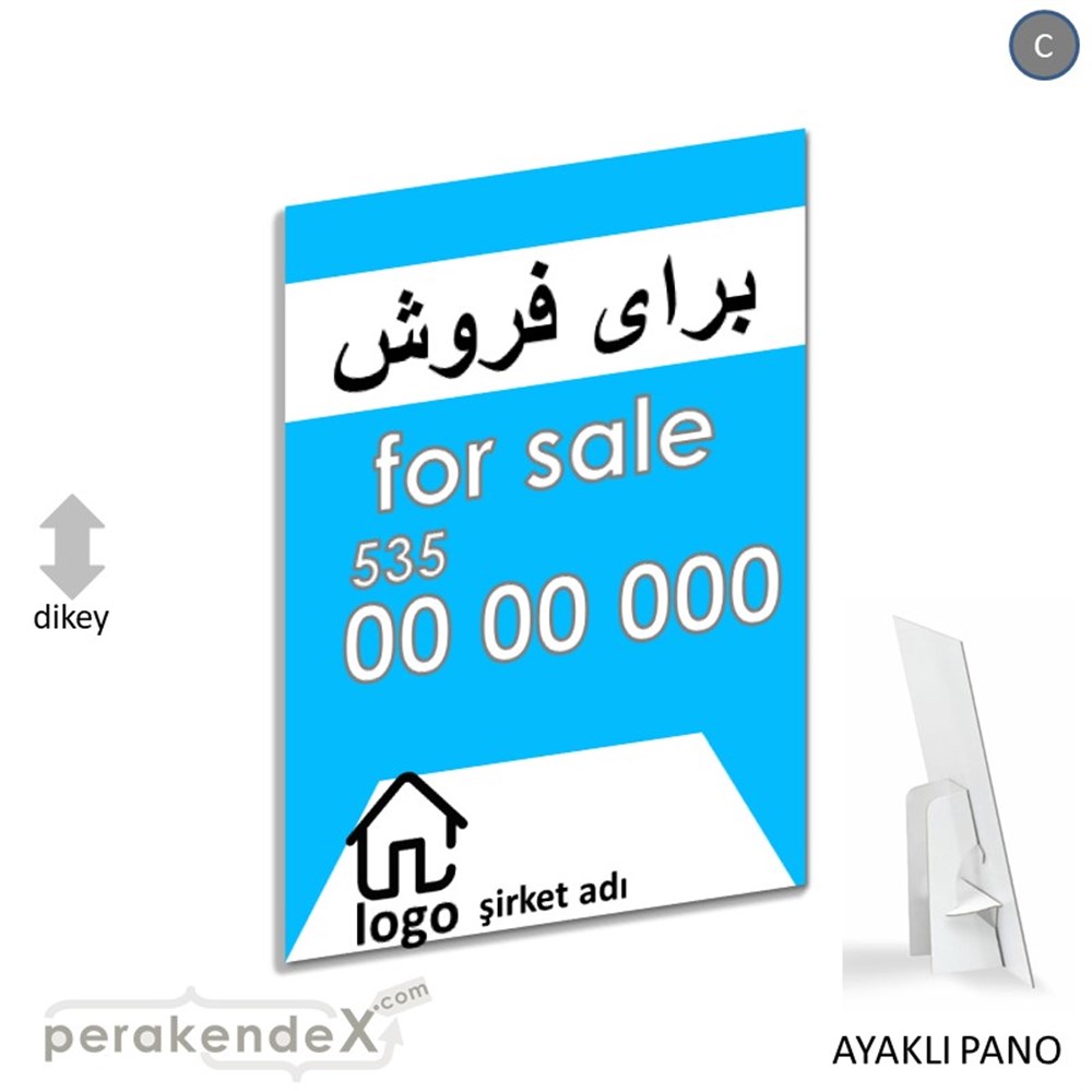 İranca Farça Satılık Yazısı 003 KARTON AYAKLI POSTER,  PANO -dikdörtgen,tek yön baskıkarton ayaklı poster,  pano