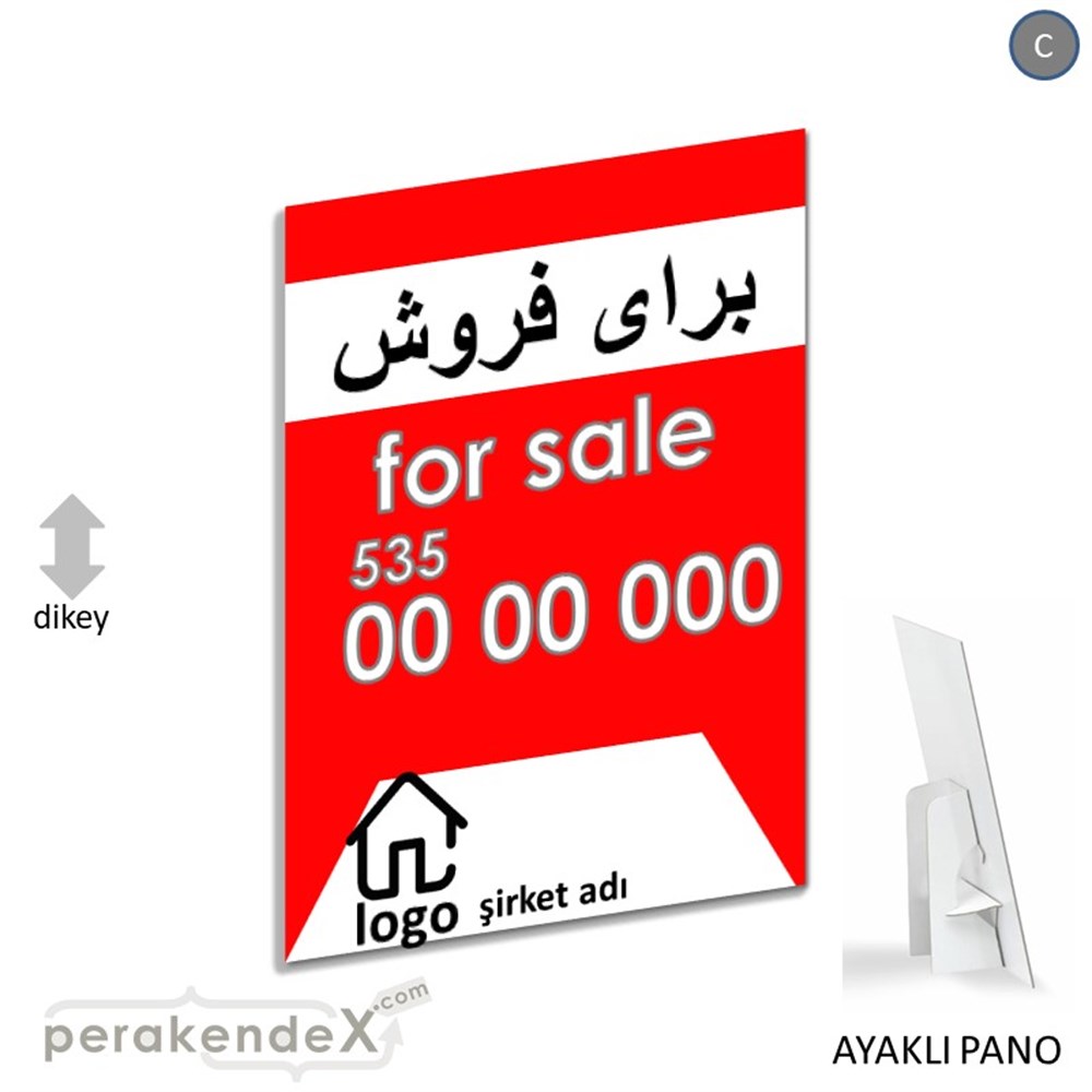 İranca Farça Satılık Yazısı 003 KARTON AYAKLI POSTER,  PANO -dikdörtgen,tek yön baskıkarton ayaklı poster,  pano