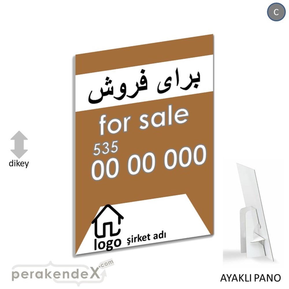 İranca Farça Satılık Yazısı 003 KARTON AYAKLI POSTER,  PANO -dikdörtgen,tek yön baskıkarton ayaklı poster,  pano