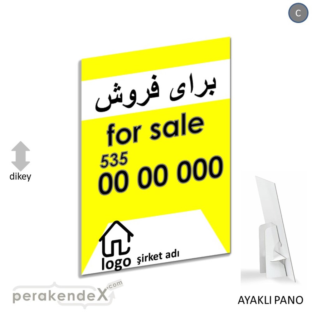 İranca Farça Satılık Yazısı 003 KARTON AYAKLI POSTER,  PANO -dikdörtgen,tek yön baskıkarton ayaklı poster,  pano
