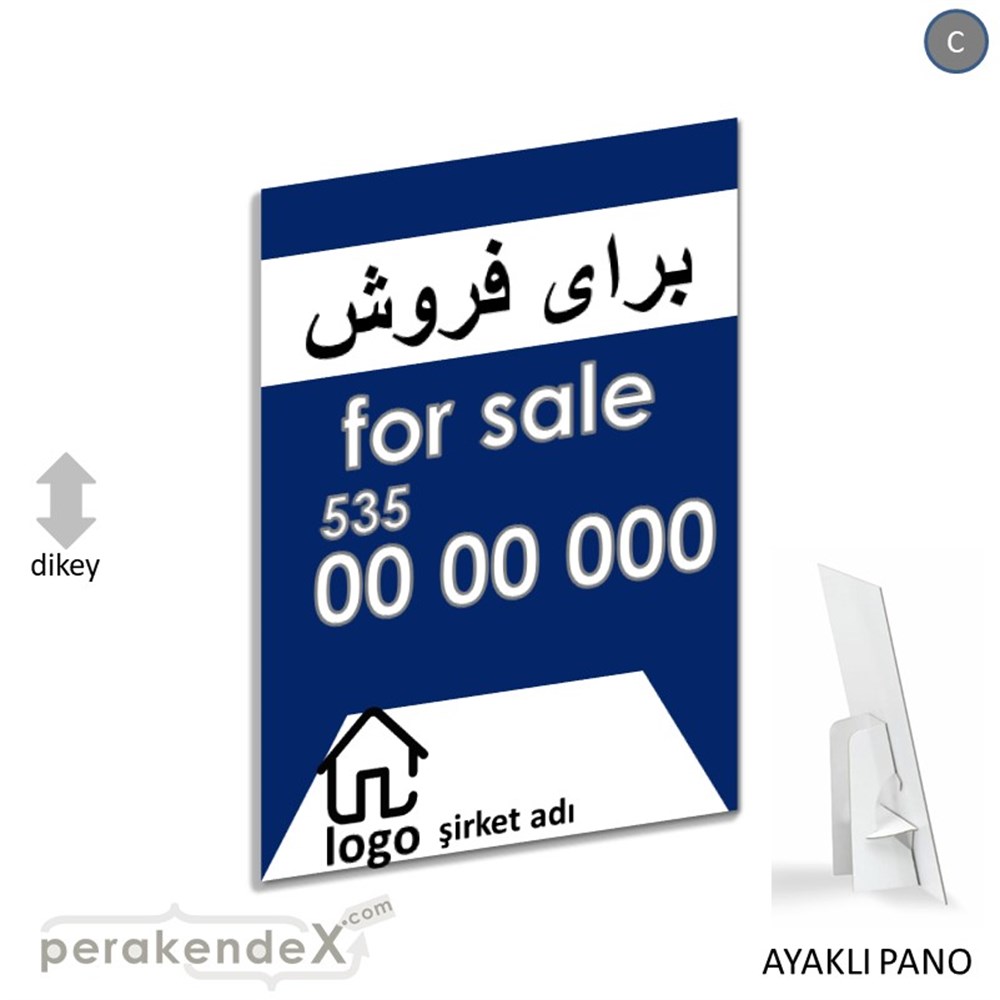 İranca Farça Satılık Yazısı 003 KARTON AYAKLI POSTER,  PANO -dikdörtgen,tek yön baskıkarton ayaklı poster,  pano