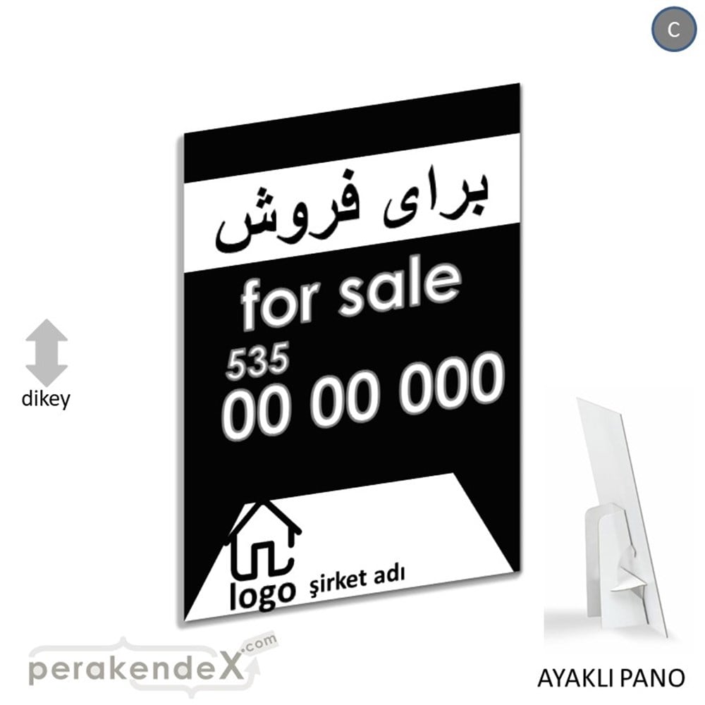 İranca Farça Satılık Yazısı 003 KARTON AYAKLI POSTER,  PANO -dikdörtgen,tek yön baskıkarton ayaklı poster,  pano