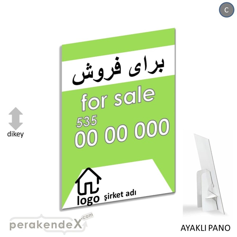 İranca Farça Satılık Yazısı 003 KARTON AYAKLI POSTER,  PANO -dikdörtgen,tek yön baskıkarton ayaklı poster,  pano