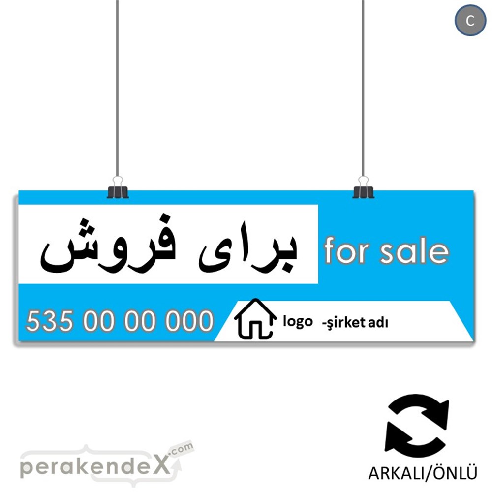 İranca Farça Satılık Yazısı 003 SERT PLASTİK POSTER,  AFİŞ (BANNER) -dikdörtgen,çift yön baskısert plastik poster,  afiş