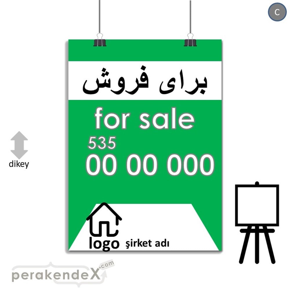 İranca Farça Satılık Yazısı 003 SERT PLASTİK POSTER,  AFİŞ -dikdörtgen,tek yön baskısert plastik poster,  afiş
