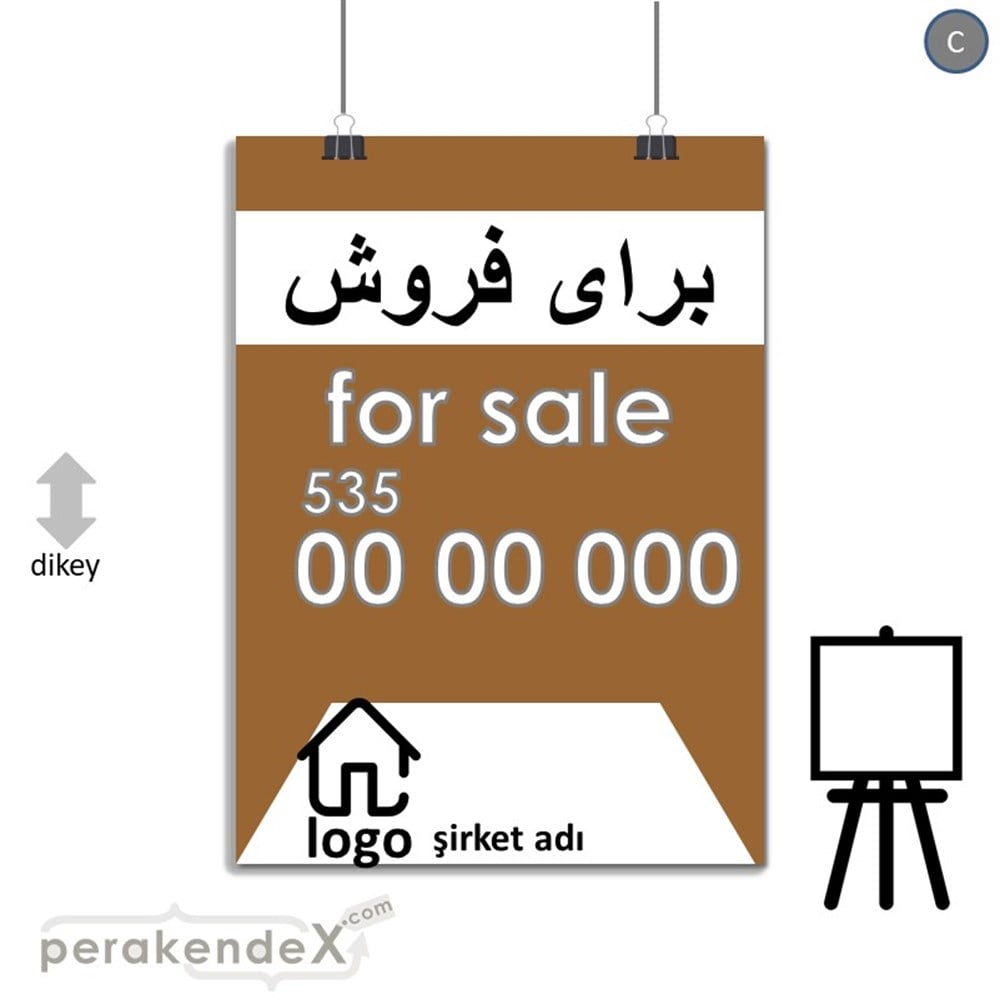 İranca Farça Satılık Yazısı 003 SERT PLASTİK POSTER,  AFİŞ -dikdörtgen,tek yön baskısert plastik poster,  afiş