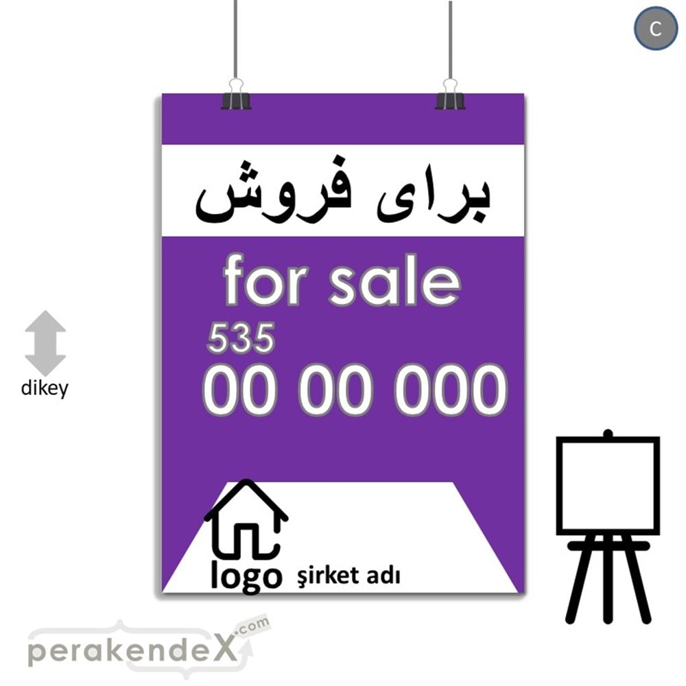 İranca Farça Satılık Yazısı 003 SERT PLASTİK POSTER,  AFİŞ -dikdörtgen,tek yön baskısert plastik poster,  afiş
