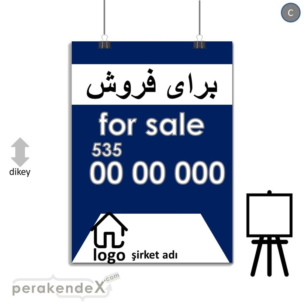 İranca Farça Satılık Yazısı 003 SERT PLASTİK POSTER,  AFİŞ -dikdörtgen,tek yön baskısert plastik poster,  afiş