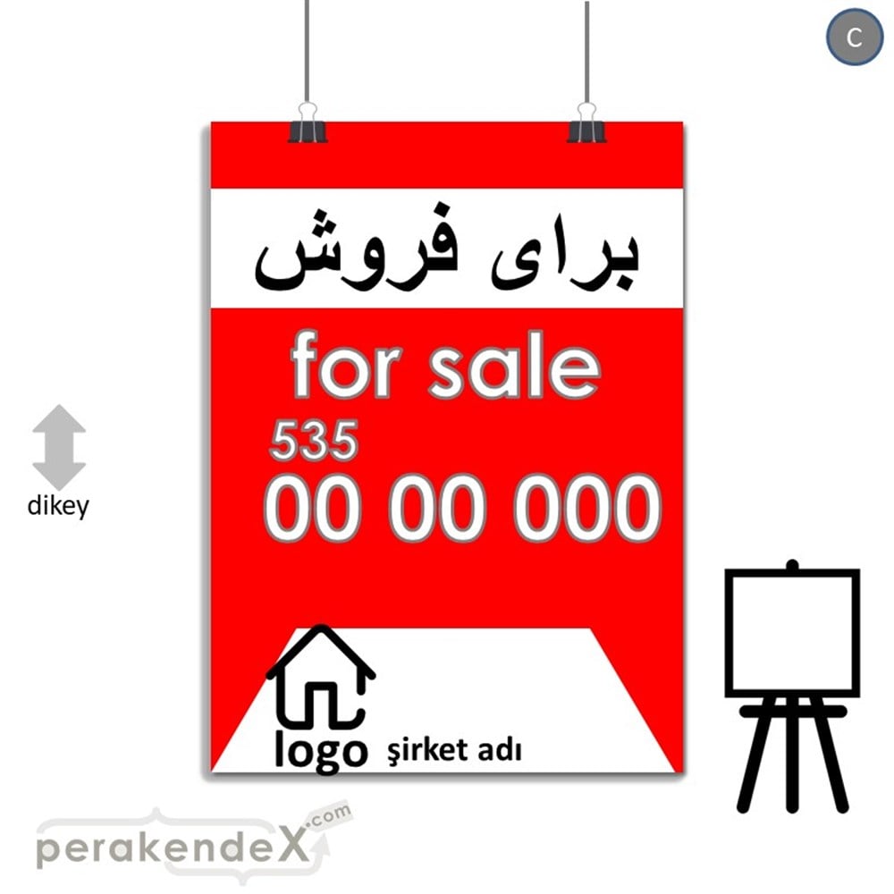 İranca Farça Satılık Yazısı 003 SERT PLASTİK POSTER,  AFİŞ -dikdörtgen,tek yön baskısert plastik poster,  afiş