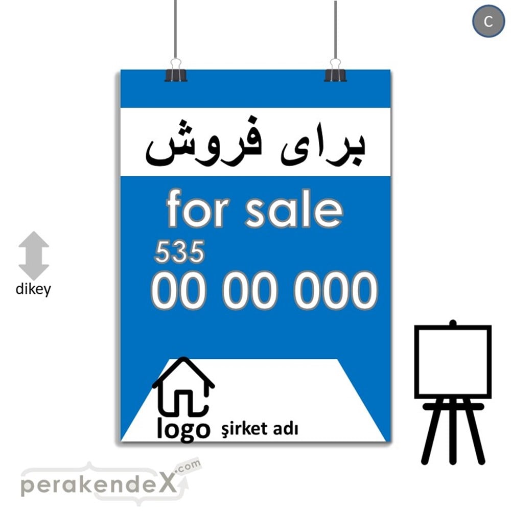 İranca Farça Satılık Yazısı 003 SERT PLASTİK POSTER,  AFİŞ -dikdörtgen,tek yön baskısert plastik poster,  afiş