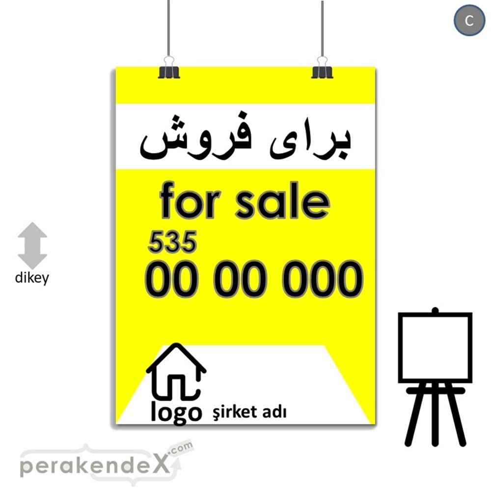 İranca Farça Satılık Yazısı 003 SERT PLASTİK POSTER,  AFİŞ -dikdörtgen,tek yön baskısert plastik poster,  afiş
