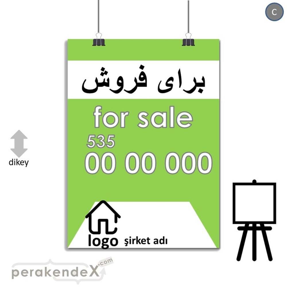 İranca Farça Satılık Yazısı 003 SERT PLASTİK POSTER,  AFİŞ -dikdörtgen,tek yön baskısert plastik poster,  afiş