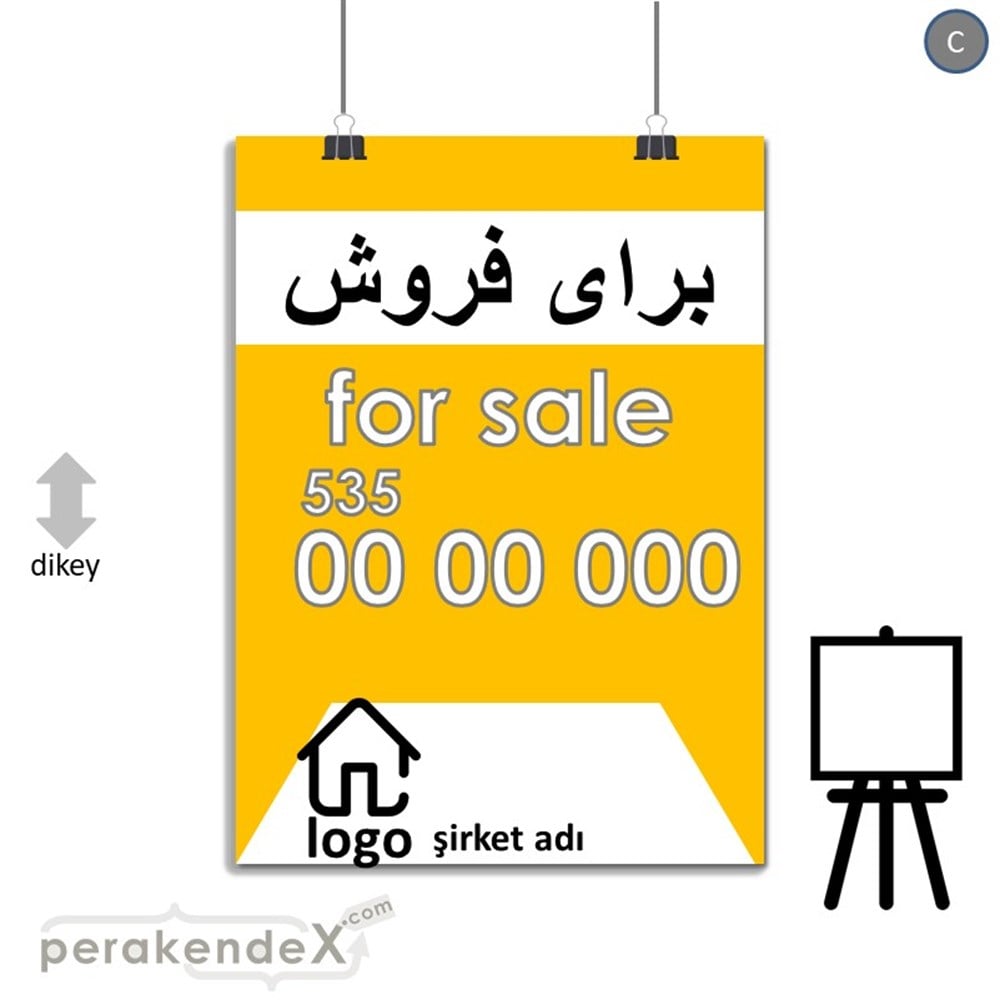 İranca Farça Satılık Yazısı 003 SERT PLASTİK POSTER,  AFİŞ -dikdörtgen,tek yön baskısert plastik poster,  afiş