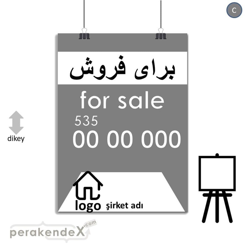İranca Farça Satılık Yazısı 003 SERT PLASTİK POSTER,  AFİŞ -dikdörtgen,tek yön baskısert plastik poster,  afiş