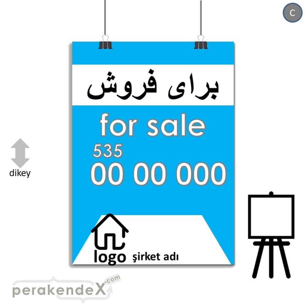 İranca Farça Satılık Yazısı 003 SERT PLASTİK POSTER,  AFİŞ -dikdörtgen,tek yön baskısert plastik poster,  afiş