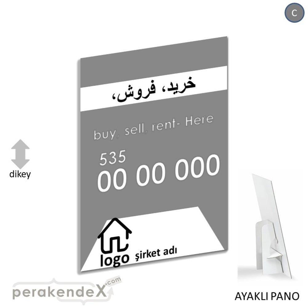 İranca Farsça Al & Sat & Kirala Yazısı 004 KARTON AYAKLI POSTER,  PANO -dikdörtgen,tek yön baskıkarton ayaklı poster,  pano