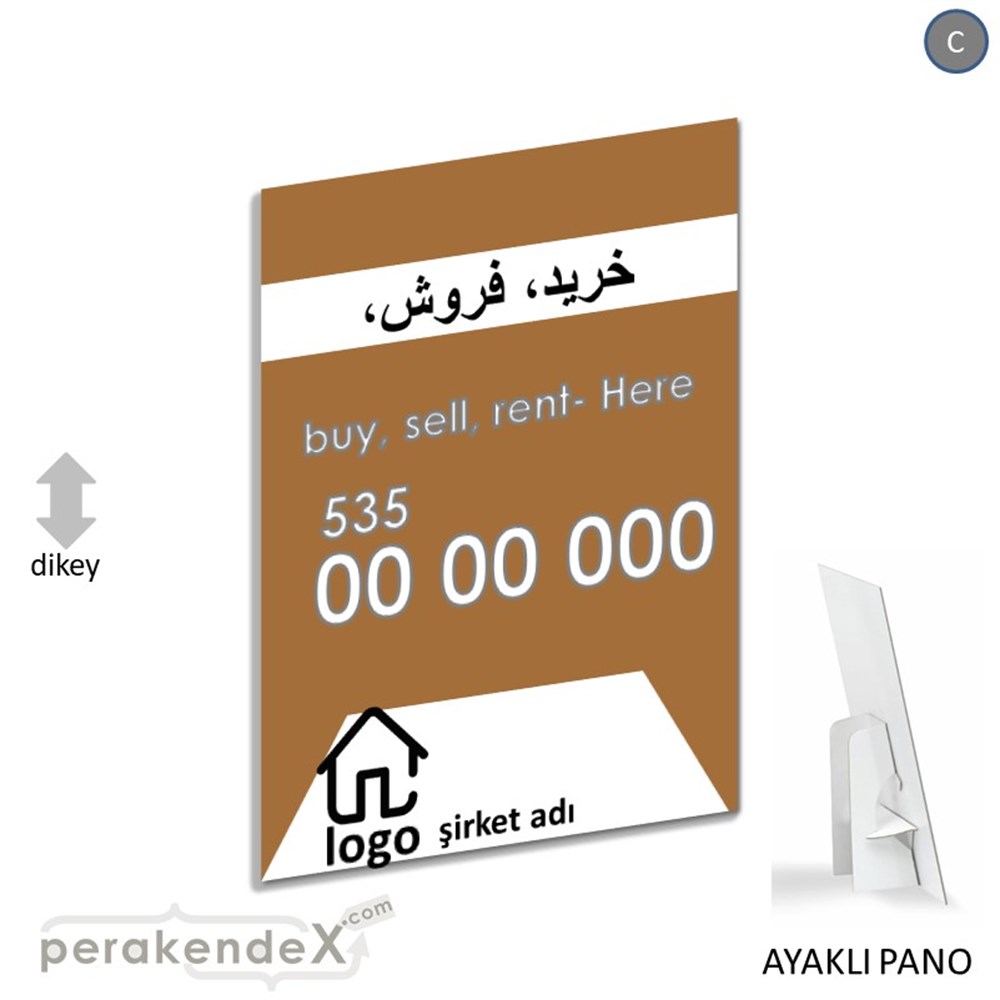 İranca Farsça Al & Sat & Kirala Yazısı 004 KARTON AYAKLI POSTER,  PANO -dikdörtgen,tek yön baskıkarton ayaklı poster,  pano