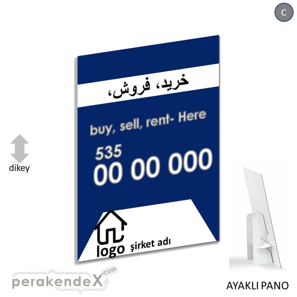 İranca Farsça Al & Sat & Kirala Yazısı 004 KARTON AYAKLI POSTER,  PANO -dikdörtgen,tek yön baskıkarton ayaklı poster,  pano
