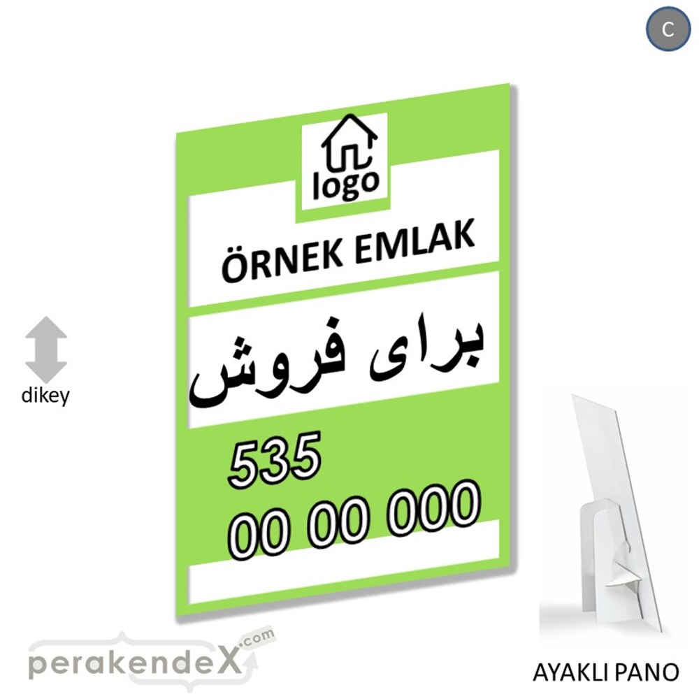 İran'Ca -Farsça Satılık Yazısı 001 KARTON AYAKLI POSTER,  PANO -dikdörtgen,tek yön baskıkarton ayaklı poster,  pano