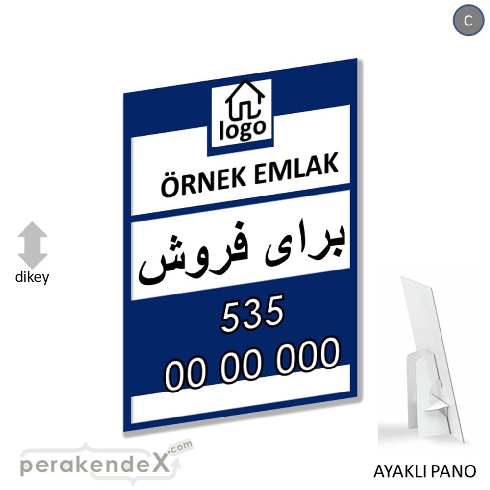 İran'Ca -Farsça Satılık Yazısı 001 KARTON AYAKLI POSTER,  PANO -dikdörtgen,tek yön baskıkarton ayaklı poster,  pano
