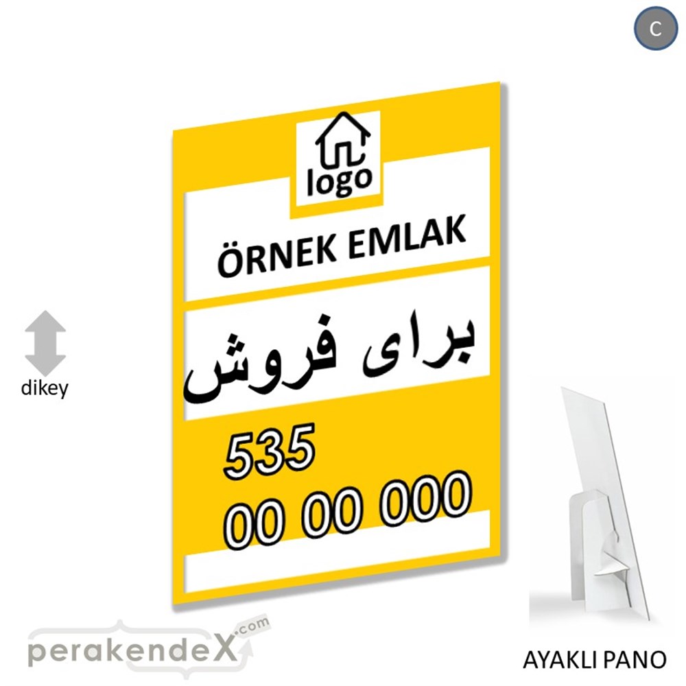 İran'Ca -Farsça Satılık Yazısı 001 KARTON AYAKLI POSTER,  PANO -dikdörtgen,tek yön baskıkarton ayaklı poster,  pano