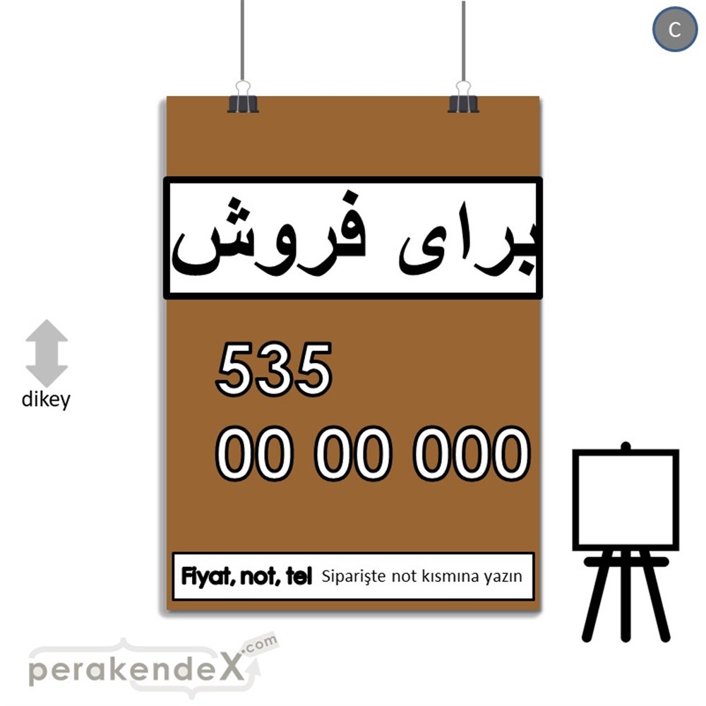 İranca Farsça Satılık Yazısı 005 SERT PLASTİK POSTER,  AFİŞ -dikdörtgen,tek yön baskısert plastik poster,  afiş