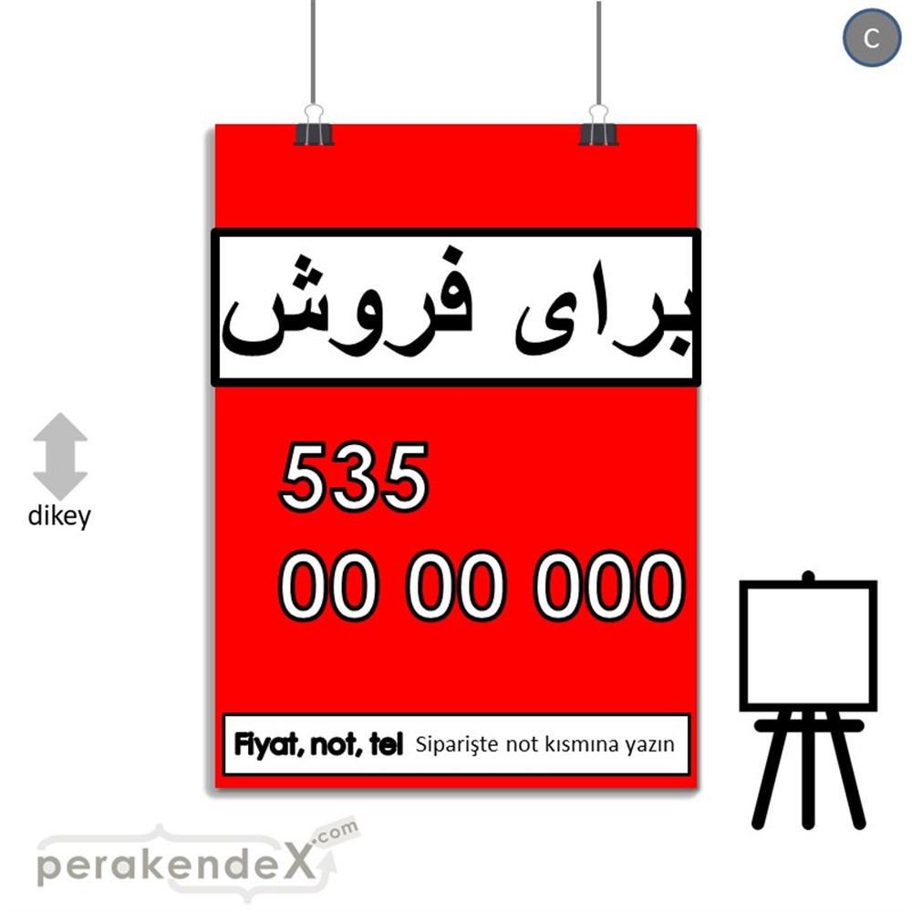 İranca Farsça Satılık Yazısı 005 SERT PLASTİK POSTER,  AFİŞ -dikdörtgen,tek yön baskısert plastik poster,  afiş