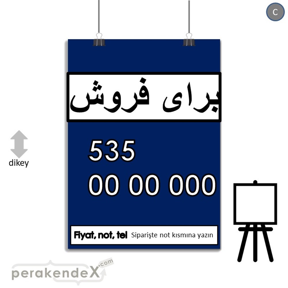 İranca Farsça Satılık Yazısı 005 SERT PLASTİK POSTER,  AFİŞ -dikdörtgen,tek yön baskısert plastik poster,  afiş