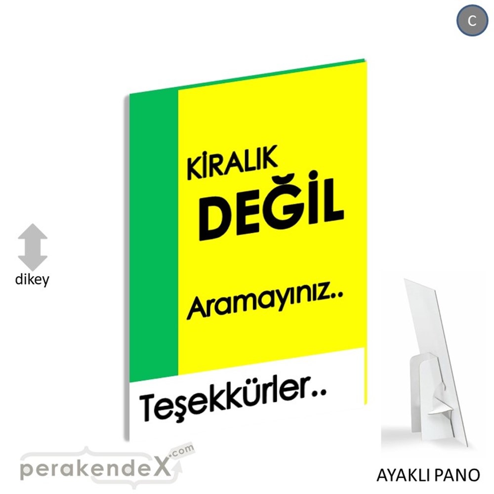 Kiralık Değil Yazısı 006 KARTON AYAKLI POSTER,  PANO -dikdörtgen,tek yön baskıkarton ayaklı poster,  pano