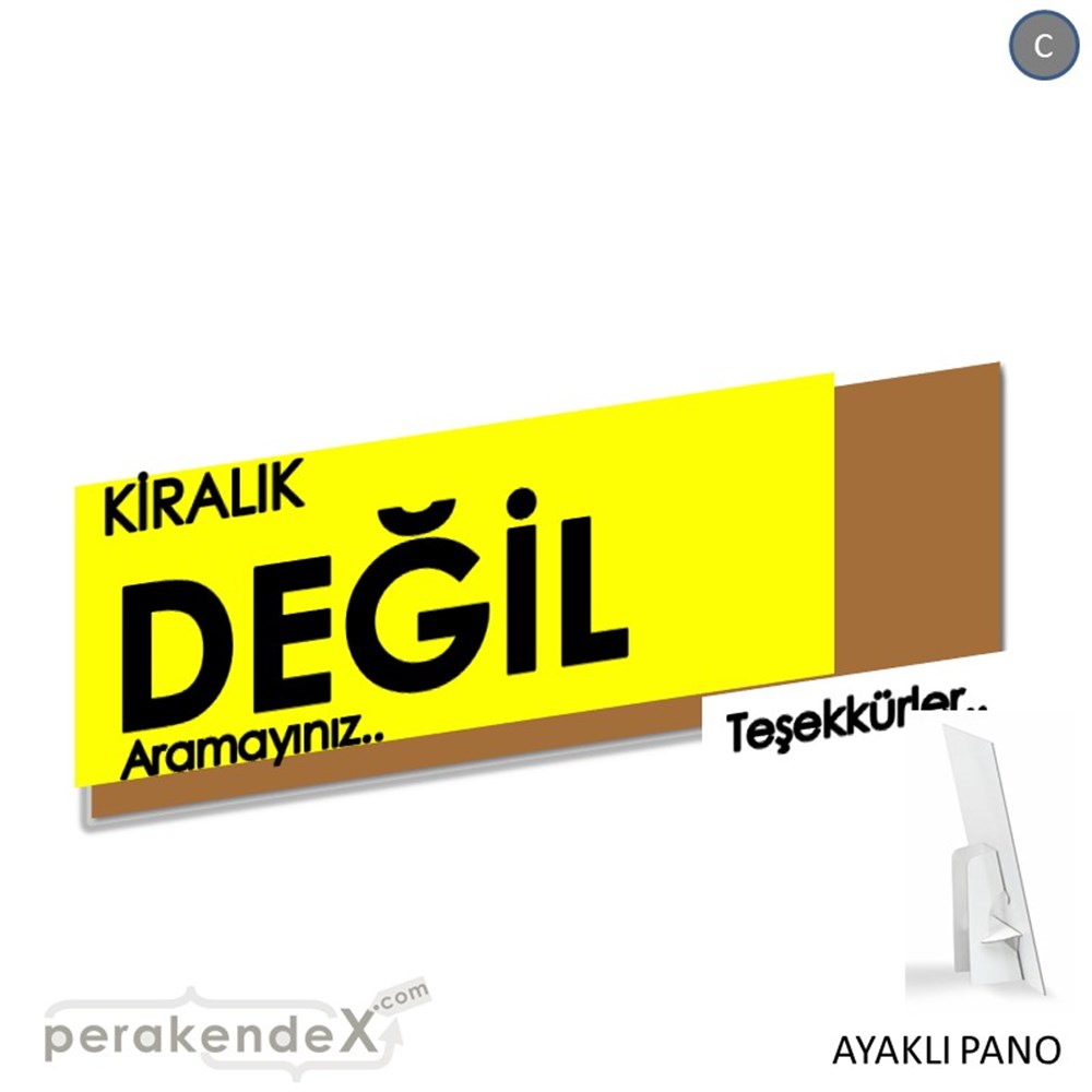 Kiralık Değil Yazısı 006 KARTON AYAKLI POSTER,  PANO (BANNER) -dikdörtgen,tek yön baskıkarton ayaklı poster,  pano