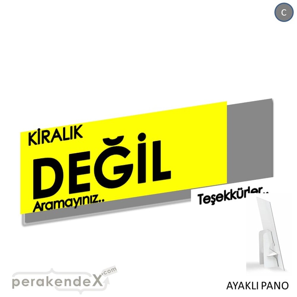 Kiralık Değil Yazısı 006 KARTON AYAKLI POSTER,  PANO (BANNER) -dikdörtgen,tek yön baskıkarton ayaklı poster,  pano