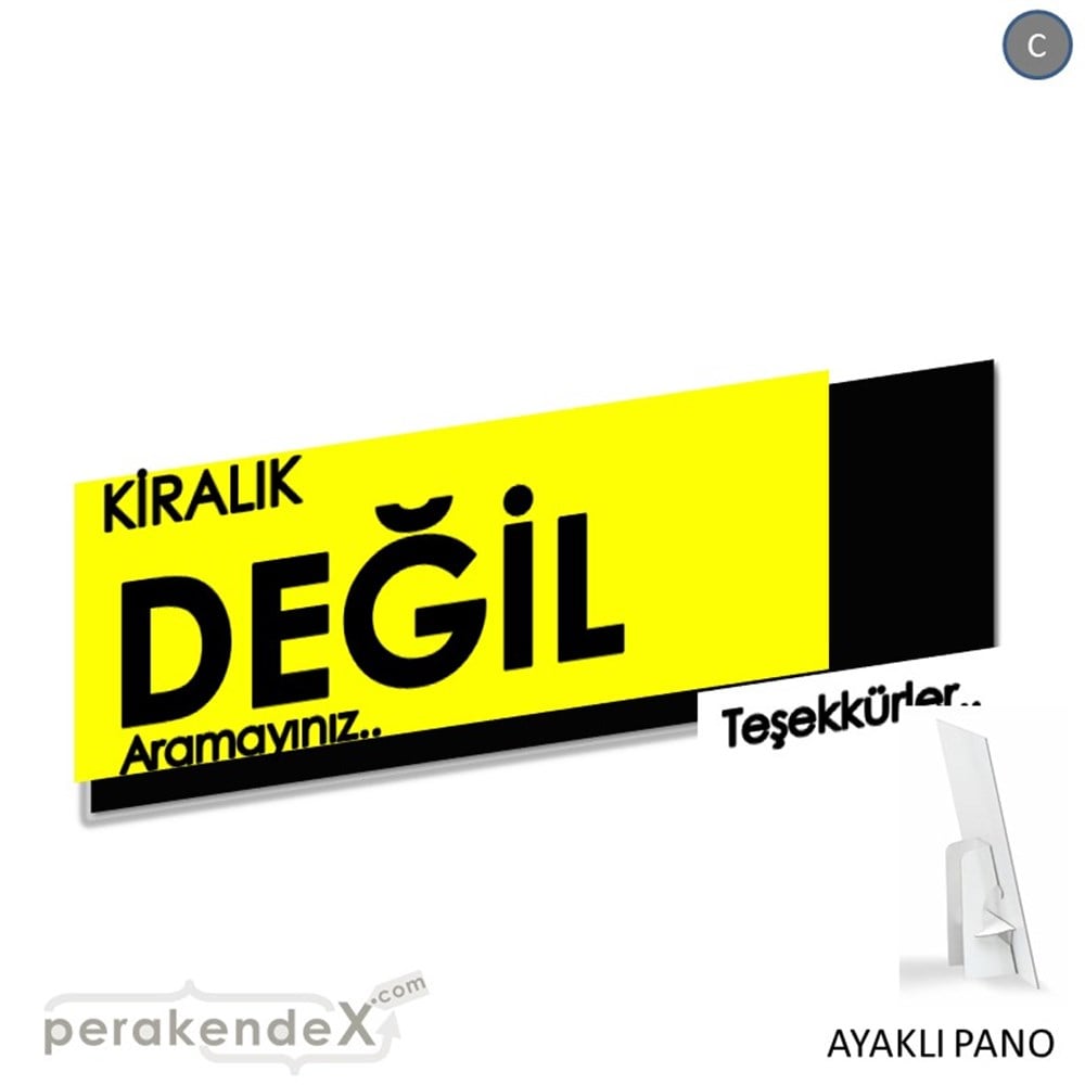 Kiralık Değil Yazısı 006 KARTON AYAKLI POSTER,  PANO (BANNER) -dikdörtgen,tek yön baskıkarton ayaklı poster,  pano